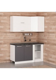 Resim Minar 150cm Köşe Mutfak Dolabı - Beyaz/antrasit K150-a2 