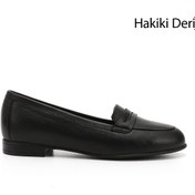 Resim GÖNDERİ(R) Kadın / Kız Siyah Hakiki Deri Babet 