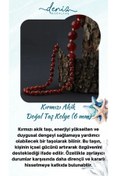 Resim Deniz Doğal Taş Sertifikalı Kırmızı Akik ( Taşlar) Doğaltaş Düğümlü Kolye 6 Mm, M205 