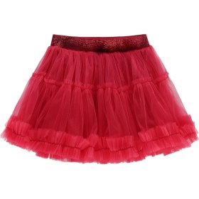 Resim Civil Girls Kırmızı Kız Çocuk Fırfırlı Etek 4-9 Yaş Standart Bel Örme Kumaş ile Şık Tasarım 