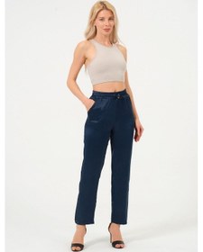 Resim Rich Kadın Yüksek Bel Parlak Saten Pantalon Çok Renkli 