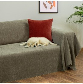 Resim Jakarlı Şönil Koltuk Örtüsü Çekyat Örtüsü Koltuk Şalı 175x300 Kaymaz Kapuçino Kapuçino 