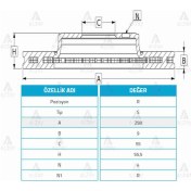 Resim Fren Dıskı Corolla 02-06 / Verso 03-06 / Benzınlı Arka Düz 258-4 4243102070 1 Adet 