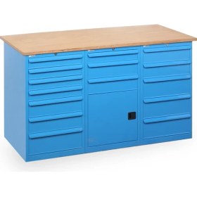 Resim Star Çelik Atölye Çalışma Tezgahı-15 çekmeceli-Kapaklı Dolaplı-1850 mm 