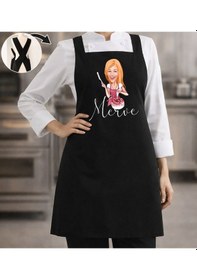 Resim Bk Gift Kişiye Özel Karikatürlü Çapraz Askılı Siyah Mutfak Önlüğü - 8, Aşçı Önlüğü, Şef Önlüğü, Anneye Hediye Kobitmeyencom35918 Bk Gift Renkli 