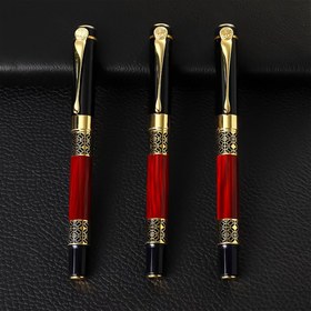 Resim 5 Parça Klasik, Yüksek Kaliteli ve Lüks Tükenmez Kalem Seti (1 Kalem + 4 Dolum). Şık, Sağlam ve Pürüzsüz Yazım, Okul, Ofis, Noel ve İş Hediyesi İçin Mükemmel 