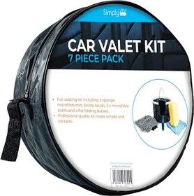 Resim Simply Auto CVK01 Professional 7 Parça Araç Vale Kiti - Sünger, Mikrofiber Eldiven, Kıl Fırça, 3 X Mikrofiber Bez ve Katlanabilir Kova Dahil 