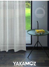 Resim Beyaz Keten Görünümlü Ekstraforlu Tül Perde Linen Touch Serisi BEYAZ 