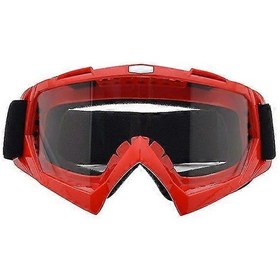 Resim Motosiklet İçin Gözlükler Off-road Motosiklet Gözlükleri Açık Hava Bisiklet Cam Kask Sürüş Kayak Gözlüklerikırmızı Çerçeve Şeffaf Levha 