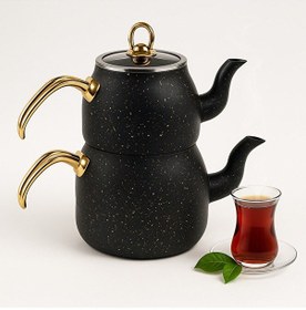 Resim Armoni Gold Serisi Granit Çaydanlık Takımı Isıya Dayanıklı, Şık Altın - Çelik 