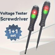 Resim 2 Adet Çok Fonksiyonlu Yüksek Torklu Renkli Işıklı Tornavida, Manyetik Başlık, Voltaj Ölçümü ve Elektrik Kalem Testi Özellikli, Nötr ve Canlı Tel Tespit, Düz ve Çapraz Uçlu 