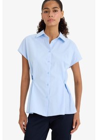 Resim Defacto Fitted Poplin Kısa Kollu Gömlek F7313ax25aube823 Mavi 