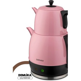 Resim Goldmaster Pembe Çay Makinesi ve Su Isıtıcısı 2 Litre Kapasite Paslanmaz Çelik ve Plastik Malzemeden 