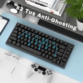 Resim Coverzone Beyaz Işıklı Hot Swap Kablolu Mekanik Oyun Klavyesi | Ajazz AK820 Siyah - Kırmızı Switch 