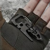 Resim 1 adet Kredi Kartı Multitool, Dinozor Kafası Çok Fonksiyonlu Kart Aracı Anahtarlık Şişe Açacağı için, Kar Tanesi Multitool, Hızlı Onarımlar, Taşınabilir Ölçü Rulosu Çapraz Batch, EDC Survival Gear, Kamp, Onun için En İyi Hediyeler 
