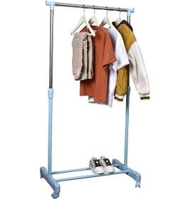 Resim Tekerlekli Teleskopik Ayarlanabilir Bebek Odası -çocuk Odası-genç Odası Elbise Askısı (Mavi) Mavi 