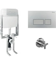 Resim Turkuaz Cerastyle City Rimless Asma Klozet Gömme Rezervuar Tam Set 