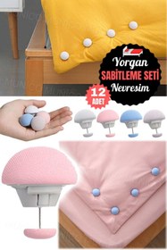 Resim moontime alaçatı 12 Adet Nevresim Klipsi ve Yorgan Düğmesi Seti, Estetik ve Pratik Yatak Düzenleme 