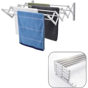 Resim Balkon Için 70CM Akordiyon Elbise Kurutmalık, 9 Çubuk, Alüminyum, Duvara Montajlı 