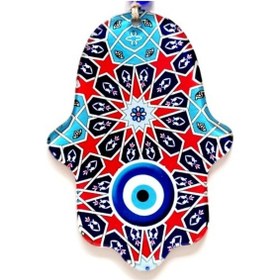Resim Yıldız Ve Nazar Boncuğu Desenli Fatma Ana Bereket Eli Füzyon Cam Duvar Süsü 02-10mm 5yards 