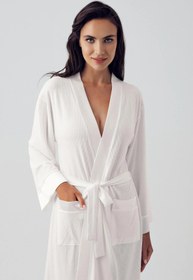 Resim Kadın Uzun Kollu Esnek Viskoz Kısa Sabahlık 15506 - Siyah / XL 