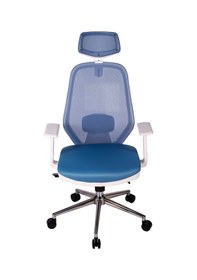 Resim Ofisbazaar Dali Beyaz Fileli Yönetici Koltuğu Ergonomik Başlıklı Ofis Koltuğu Açık Mavi Mavi 