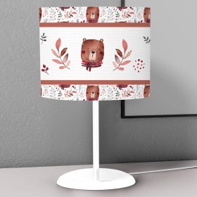 Resim instababyrooms Kaverengi Ayı Yaprak Desenli Çocuk Odası Dijital Baskılı Çocuk Odası Masaüstü Abajur Avize 
