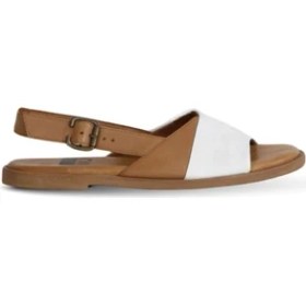 Resim Bueno Shoes Beyaz Kahve Deri Kadın Düz Sandalet 01WY2015 01WY2015 