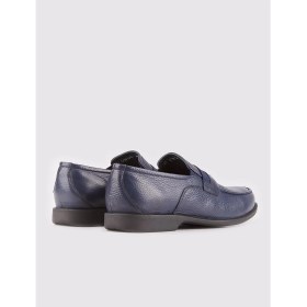 Resim Cabani Hakiki Deri Lacivert Erkek Loafer 
