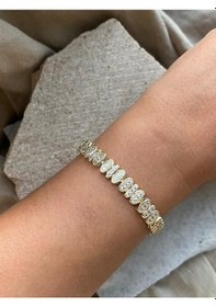 Resim 14k Desenli Dizilim Taşlı Bileklik Altın 