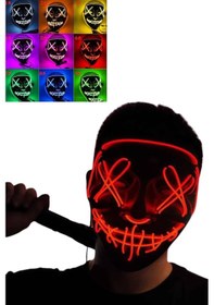Resim Cosmotex Led Işıklı Neon Maske Cadılar Bayramı Maskesi Korkunç Korku Maskesi 2 