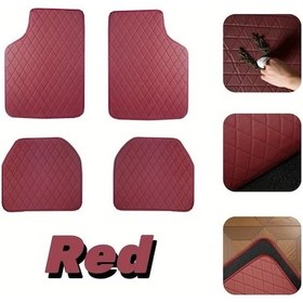 Resim Honeybeeshop Byd Sealion 7 Dm-ı 2025-2026 Kırmızı Elmas Desen Universal Araç Pedi 4lü Set Yeni Araba Hediyesi 