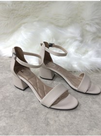 Resim Günlük Kadın Ayakkabı Bilekten Bağlamalı Tek Bantlı Sandalet Kalın Topuklu Abiye Önü Açık 149 Serra - Bej 