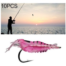 Resim 10 Adet 4 Cm Balıkçılık Yumuşak Yapay Karides Yem Lures Popper Poper Yemler Kanca İle 