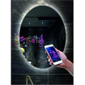 Resim Dnr-Mirror80x100 Cm Bluetoothlu Buğu Yapmayan Dokunmatik Tuşlu Beyaz Ledli Elips Banyo Aynası 