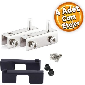 Resim Badem10 Cam Tutucu Etejer U Tipi Cam Raf Ahşap Menteşesi Krom (4 Adet) 