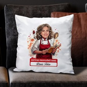 Resim Mutfak Profesörü Anne Karikatürlü Yastık 