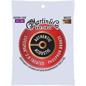 Resim Martin & Co MA535T SP Lifespan 2.0 Treated Akustik Gitar Teli Custom Light 11-52 