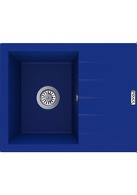 Resim Polex Cristalüx Granit Evye P-S60 Mavi Tezgah Altı Ve Tezgah Üstü Kare Mutfak Evyesi 60.5x49.5 CM 