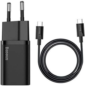 Resim Baseus Super Si PD 25W Type-c To Type-c Kablo Duvar Şarj Seti Siyah 