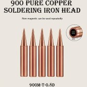 Resim 900m-T-0.8D, 5 adet Bakır Lehimleme Demiri Kafa Karışık Set, Elektronik Tamir ve DIY El Sanatları Metal Kaynak Araçları için Evrensel Elektrikli Lehimleme Tabancası Kafa, Elektriksiz, Lehim Nozulu Aksesuarları ile, Pilsiz 