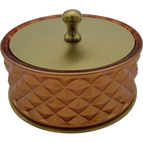 Resim Setüstü Vera Makyaj Kutusu 9770 - Büyük / PVD Mat Gold Kehribar B Cam 