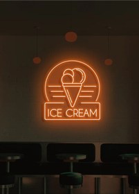Resim Ice Cream Yazılı Ve Şekilli Neon Tabela Turuncu 