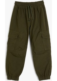 Resim Koton Basic Jogger Pantolon Beli Bağlamalı Pamuklu Haki 4skb40021tw 4SKB40021TW853 Haki 