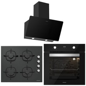 Resim Silverline BO6502B02 - CS5335B01 - 3457 Soho 60 Siyah Cam Ankastre Set 