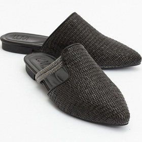 Resim Luvishoes Pesa Siyah Hasır Taşlı Kadın Terlik Siyah 