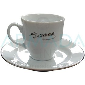 Resim Ar 665 Ataturk Yazılı Altın Yaldızlı 6 Lı Porselen Fincan Takım 