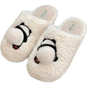 Resim Ev terliği, kadın, erkek terliği, kaymaz, rahat, pelüş terlik, iç mekan, tatlı panda, hafif, kışlık sıcak tutan terlik 