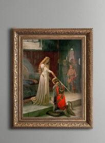 Resim epiqart Şövalye ve Sadakati - Vintage Desenli Çerçeve 