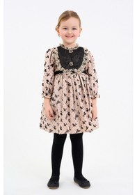 Resim Xo Kids Kız Çocuk Elbise 2-6 Yaş 9120 Bej 